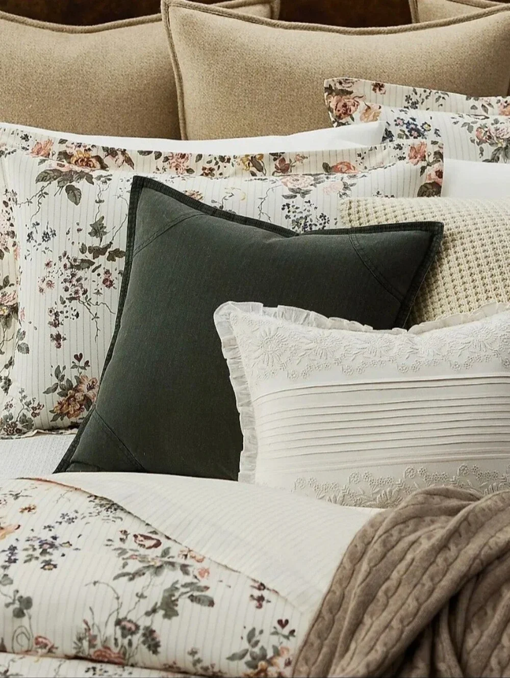 Ralph Lauren Thompson Floral Cotton Percale FULL / QUEEN Duvet Cover Cream Multi